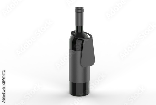 Bottle blank label and hang tag for branding and mock up. 3d render illustration.