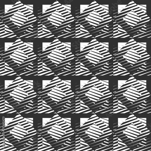 Abstract squares seamless pattern. Optical illusion of volumetric texture.