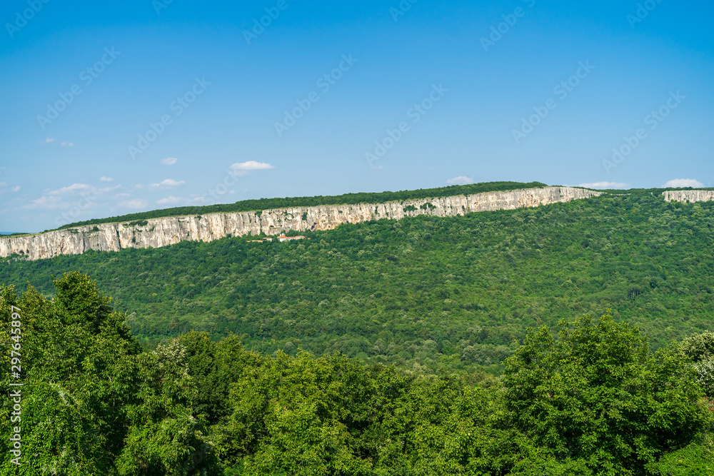 Views of the valley and slopes of the Yantra River near the town of Veliko Tarnovo. Bulgaria.