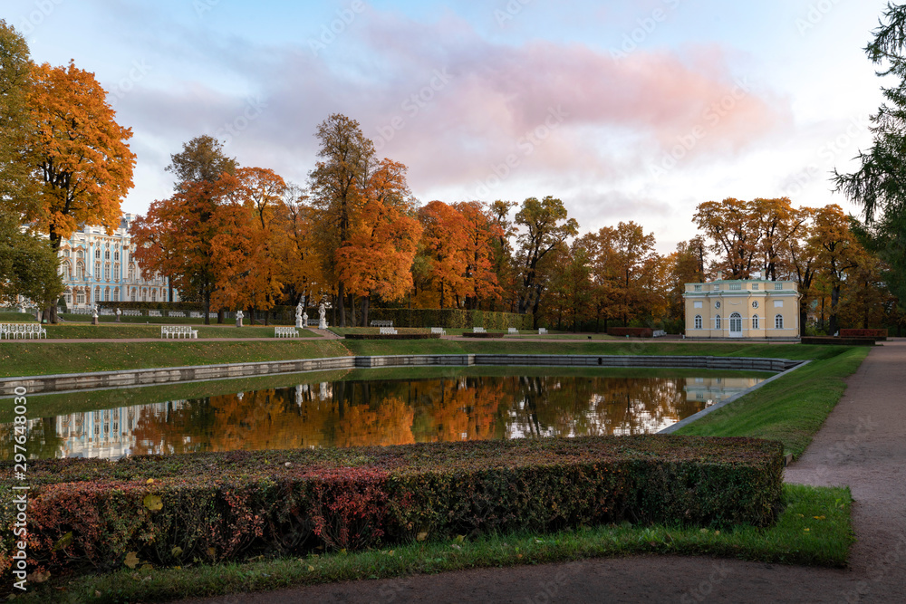 Golden autumn in Catherine Park, Pushkin, St. Petersburg, Russia