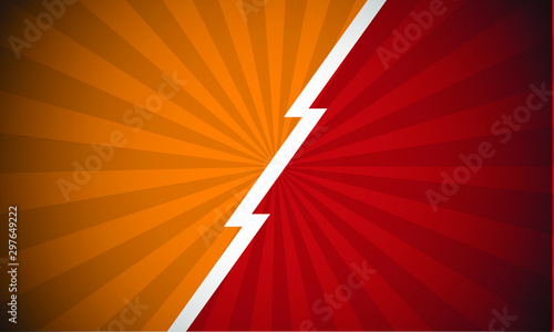 Orange and Red, Versus superhero, comic pop art retro, fight background. 