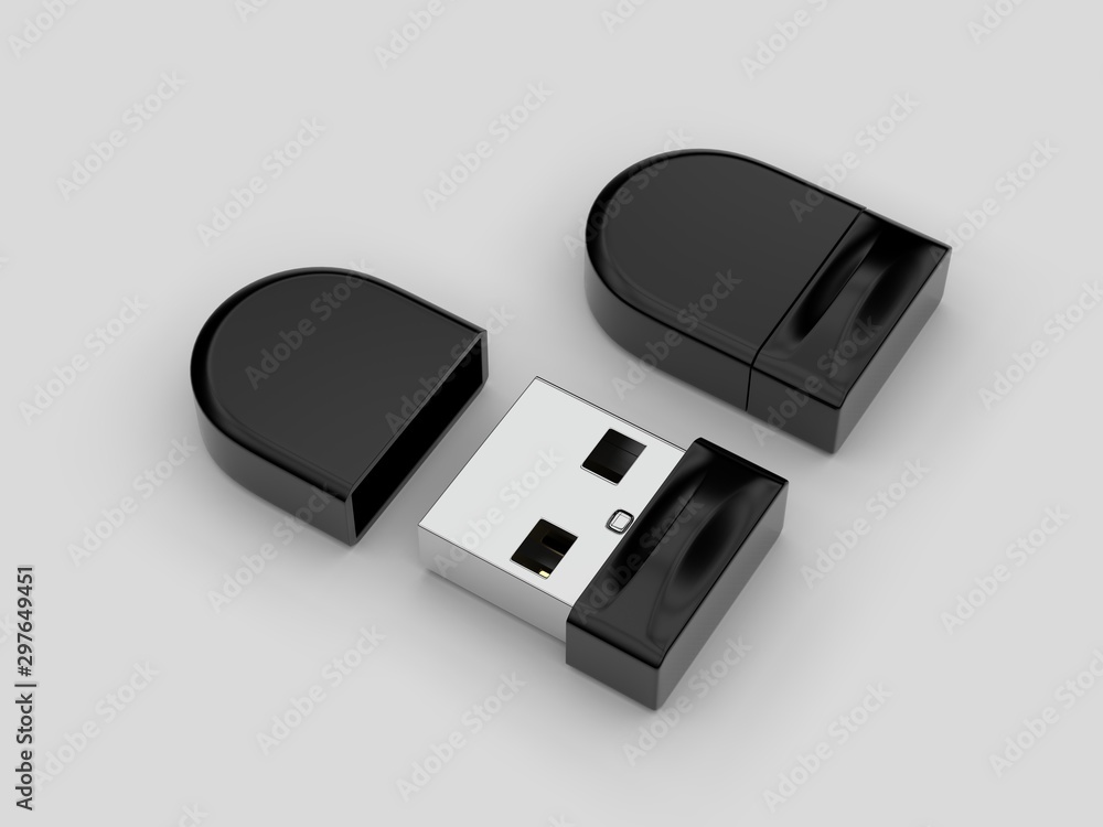Blank mini pen drive for promotional branding. 3d render illustration. Blank mini pen drive for promotional branding. 3d render illustration.