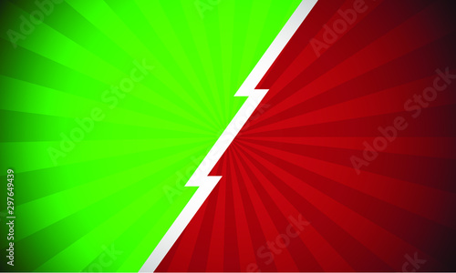 Green and Red, Versus superhero, comic pop art retro, fight background. 