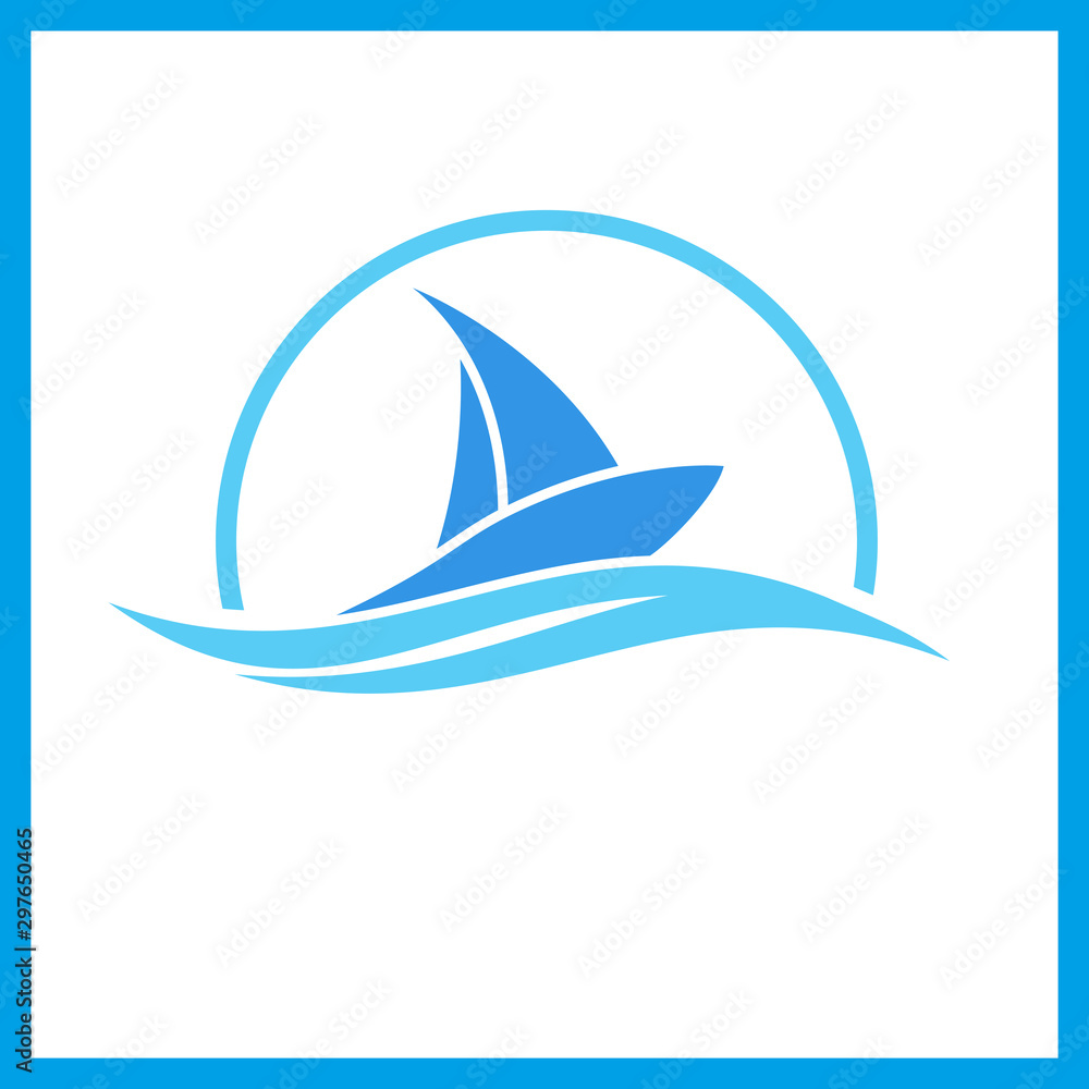 Abstract yacht and boat logo template. Sailing symbol.