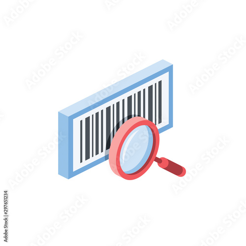 Barcode Scan. Vector 3d isometric, color web icon, new flat style. Creative illustration design, idea for infographics.