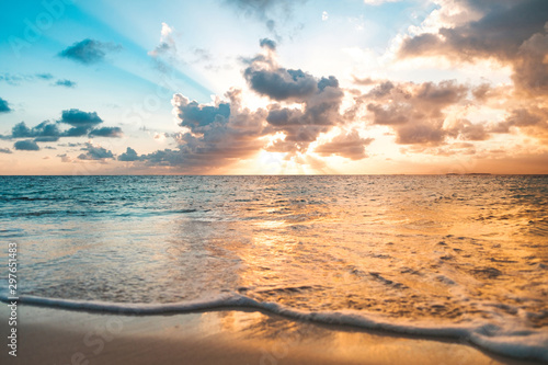 ocean, beach and colorful scenic sunset sky - © hanohiki