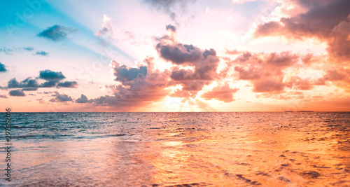 ocean sunset sky background with colorful cloud -
