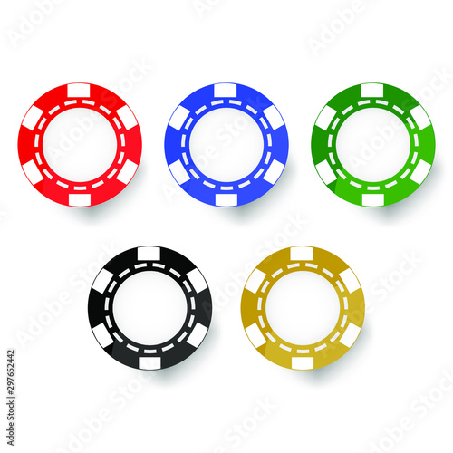 Casino gamble chips vector illsutration various colors