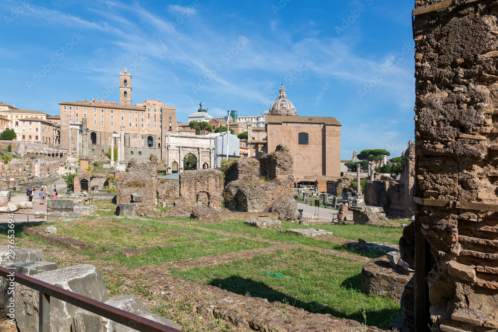 View of the ancient structures of the Roman Forum