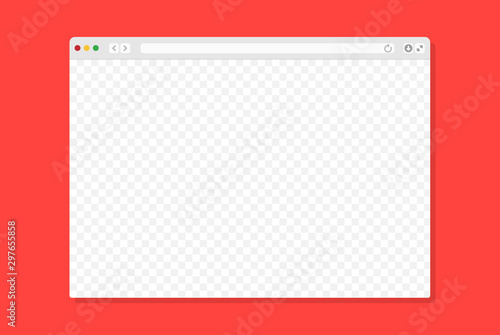 Web browser window. Computer or internet frame template design of flat page mockup. Blank screen web browser