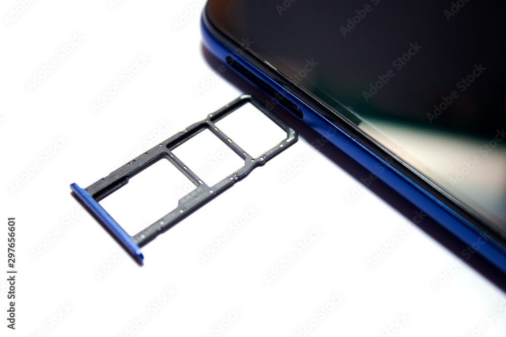 Smartphone. Slot for memory cards and SIM cards. Smartphone. Slot for memory cards and SIM cards.