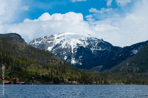 Fototapeta Naklejka Na Ścianę i Meble -  Snowy mountain by the lake