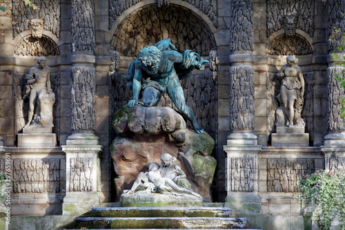 Paris  France - October 12  2019   The Medici Fountain  fontaine Medicis  is a monumental fountain in the Jardin du Luxembourg in the 6th arrondissement in Paris