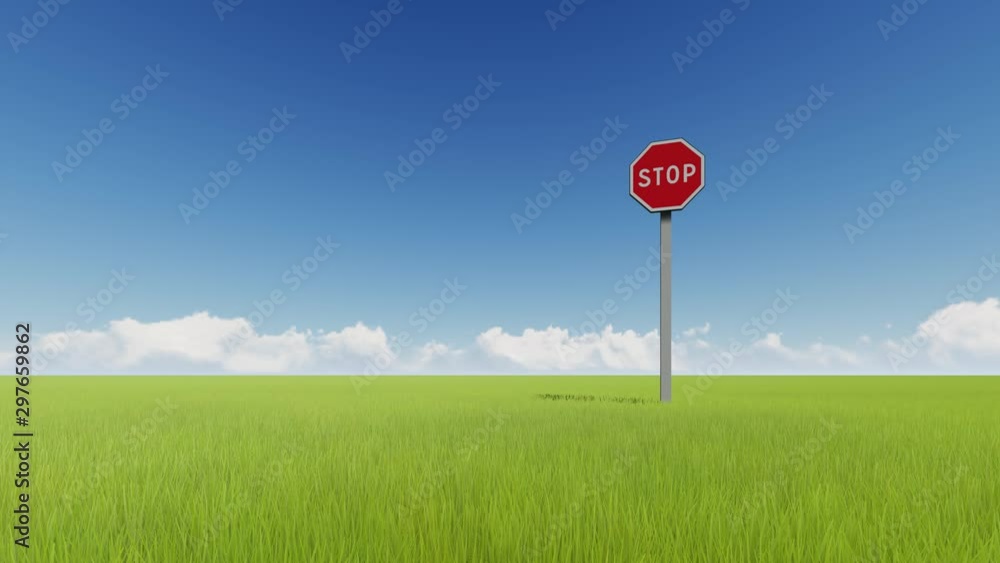 Stop Sign Video Stop road sign in countryside seamless animation. Realistic traffic ...