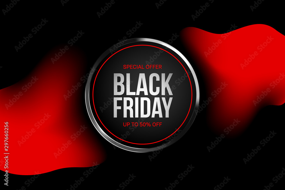 Φωτογραφία Black Friday Sale Poster Metal Ring Red Ribbon