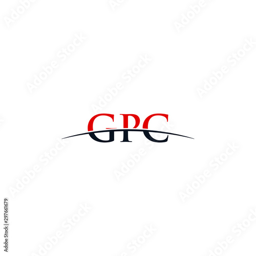 Initial letter GPC, overlapping movement swoosh horizon logo company design inspiration in red and dark blue color vector photo