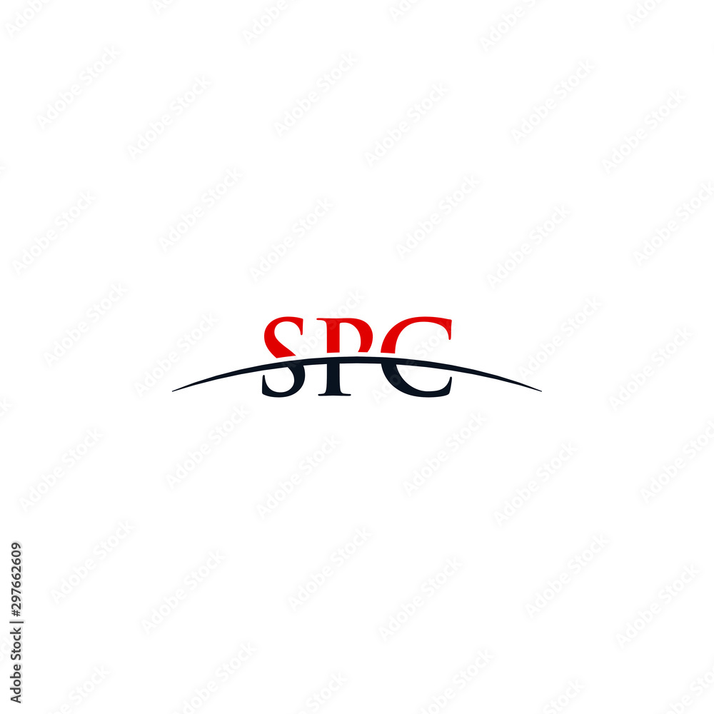Initial letter SPC, overlapping movement swoosh horizon logo company design inspiration in red and dark blue color vector Initial letter SPC, overlapping movement swoosh horizon logo company design inspiration in red and dark blue color vector