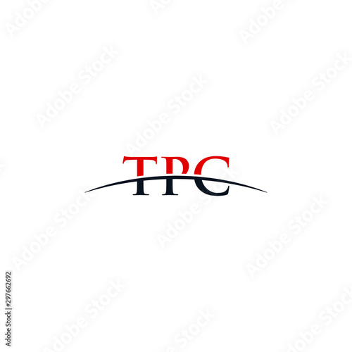 Initial letter TPC, overlapping movement swoosh horizon logo company design inspiration in red and dark blue color vector