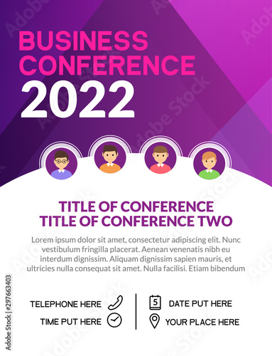 Business conference simple template invitation. Geometric magazine conference or poster business meeting design banner