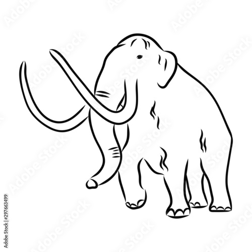 vector illustration of an mammoth, sketch 