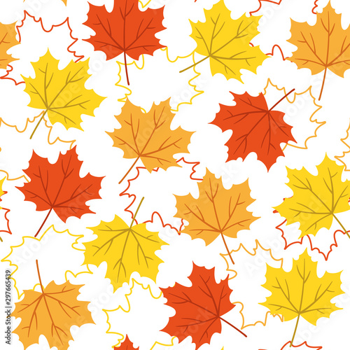 Autumn maple leaf pattern on white background