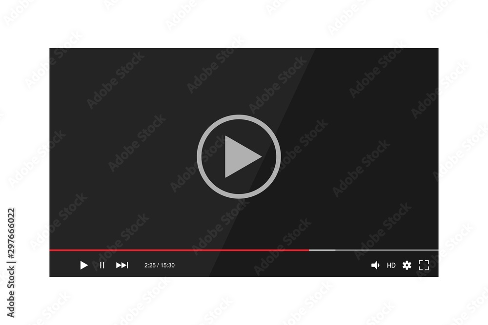 Video player bar. Player video in flat style on a white background. Vector Video player bar. Player video in flat style on a white background. Vector