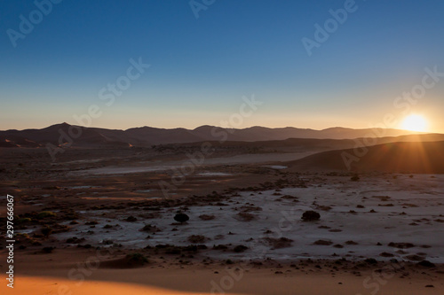 Dawn over Sossusvlei, in the Namib Desert, Namibia