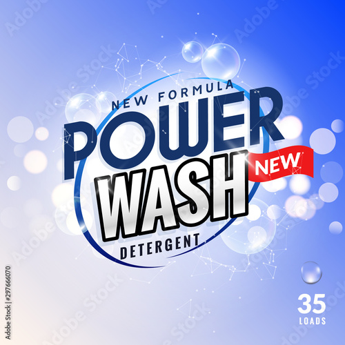 Laundry detergent background design. Clean power powder soap laundry, wash product package design