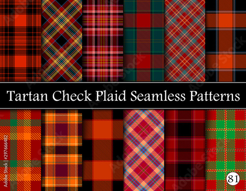 Set Tartan Plaid Scottish Seamless Pattern