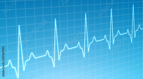 ECG heartbeat monitor, cardiogram heart pulse line wave. Electrocardiogram medical background