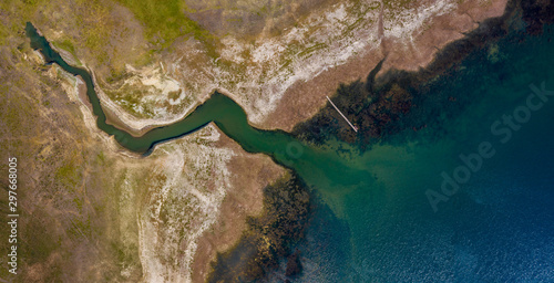 Fototapeta Naklejka Na Ścianę i Meble -  Aerial view of river bank