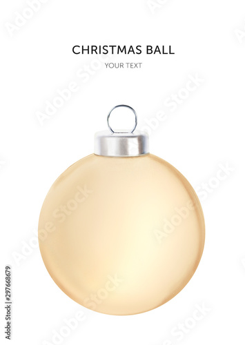 Beige christmas ball isolated on white background