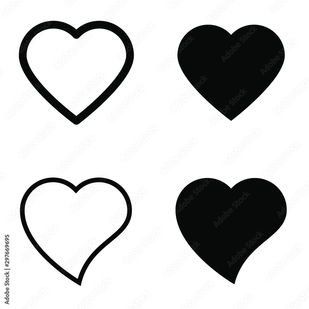 set icon of heart outline, love outline vector, black heart, black love icon. set icon of heart outline, love outline vector, black heart, black love icon.
