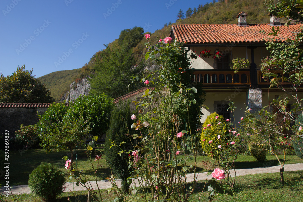 Orthodox monastery of Moraca in Montenegro. Autumn landscape.