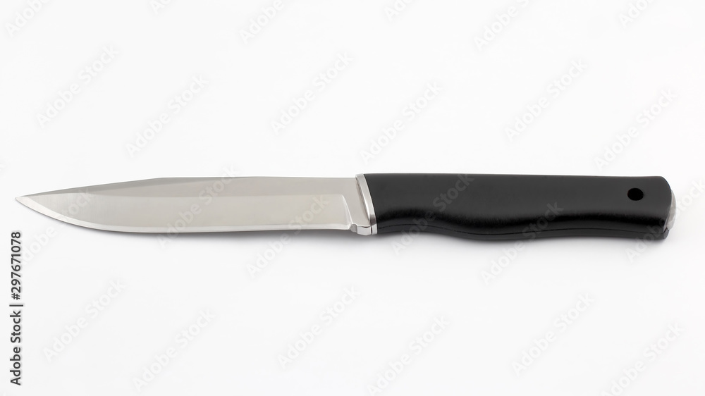 knife with a black handle from Micarta on white background knife with a black handle from Micarta on white background
