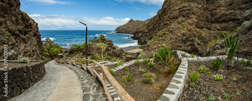 Playa De Caleta the north-eastern part of La Gomera island. Favorite vacation spot of local residents of Hermigua and Santa Catalina as well as tourists. Canary Islands, Spain photo