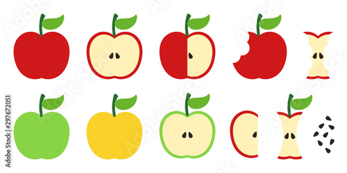 Set of apple illustrations. Vector simple, abstract, flat aple illustration. photo