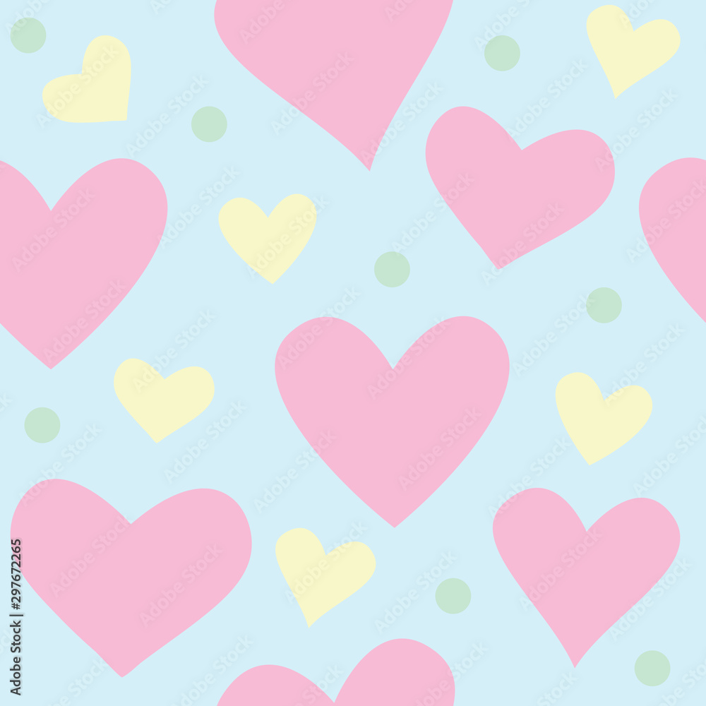 Spring vector seamless pattern with love hearts