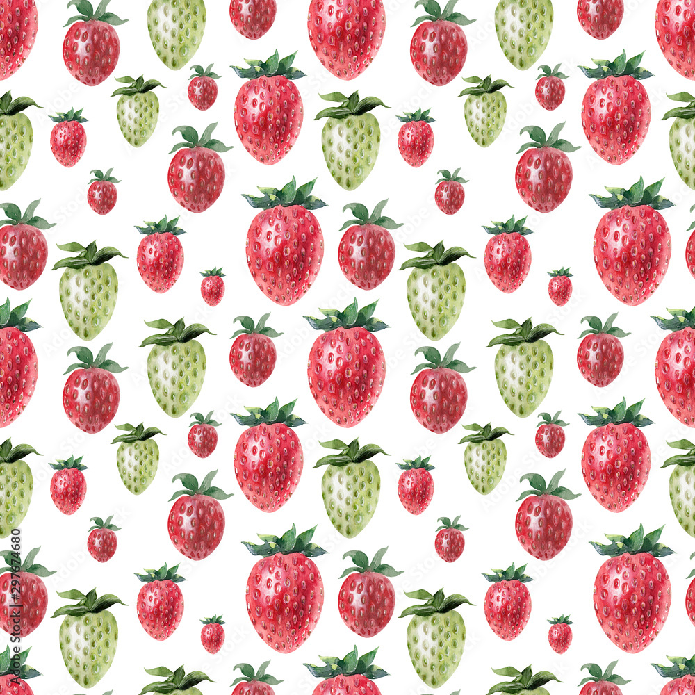 Watercolor background with ripe strawberries Watercolor background with ripe strawberries
