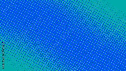 Blue pop art background with halftone dots in retro comic style, vector illustration eps10