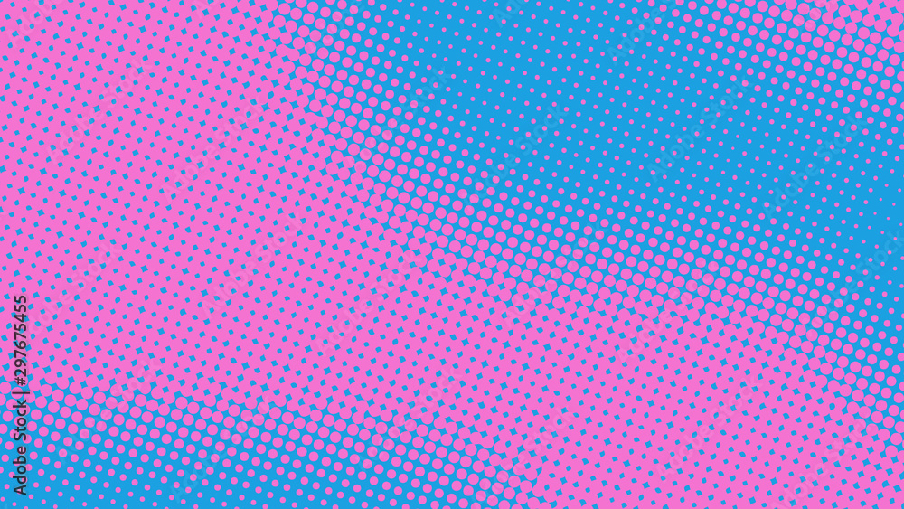 Halftone pink and blue pop art background in retro comic style, fun dotted backdrop design Halftone pink and blue pop art background in retro comic style, fun dotted backdrop design