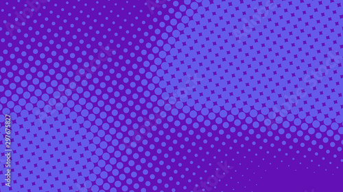 Purple and violet pop art background with halftone dots in comic style, vector illustration eps10