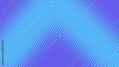 Pastel blue and purple pop art retro background with halftone dots in comic style, vector illustration eps10