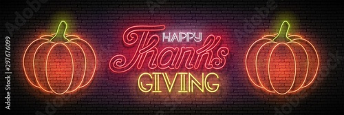 Glow Thanksgiving Greeting Card with Pumpkin and Inscription