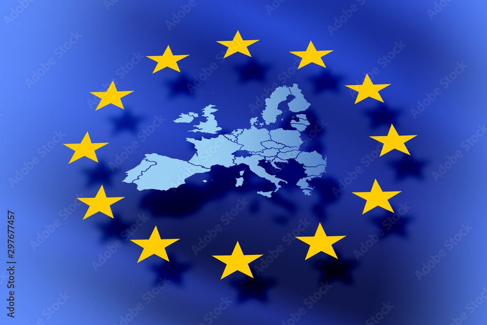 Poznaj wymowę Outline map of European Union member states on the flag