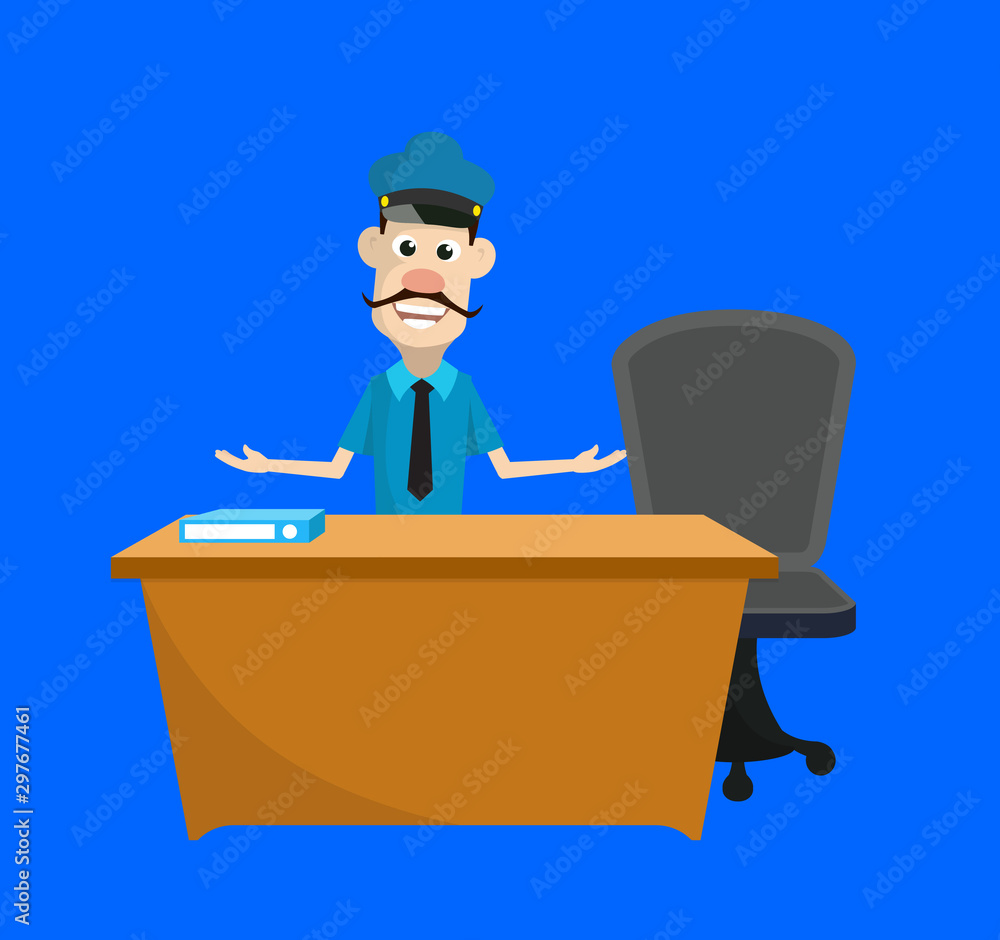 Cartoon Cop Policeman - Talking with Hand Gesture Cartoon Cop Policeman - Talking with Hand Gesture