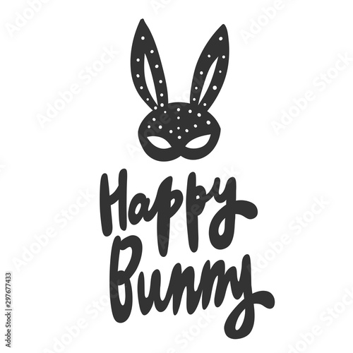 Happy bunny. Sticker for social media content. Vector hand drawn illustration design. 