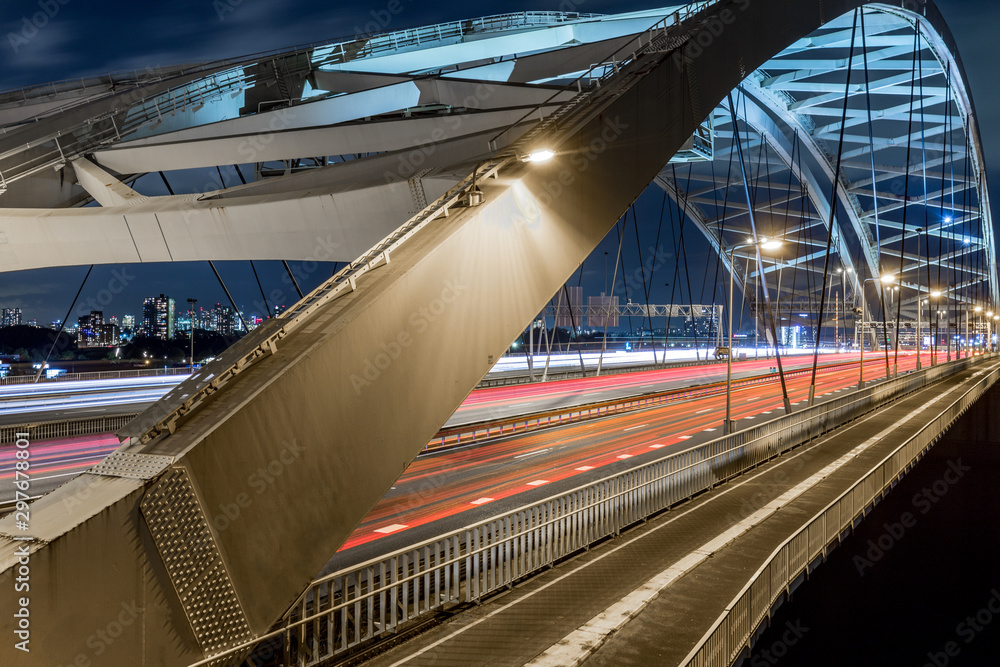 Fototapeta premium Famous bridge in Rotterdam over the Muse highway A16