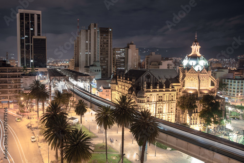 nightscape of the medellin´s subway and the city © Javier D. Sandoval P