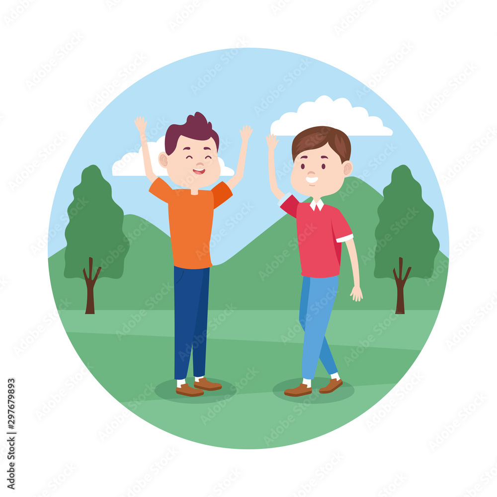 friends in the park, colorful design friends in the park, colorful design